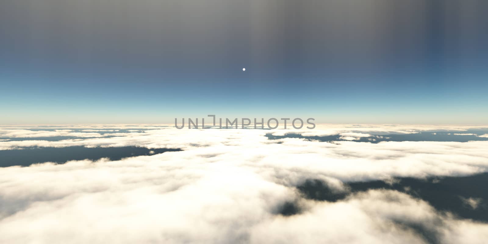 above clouds sun ray, 3d rendering by alex_nako