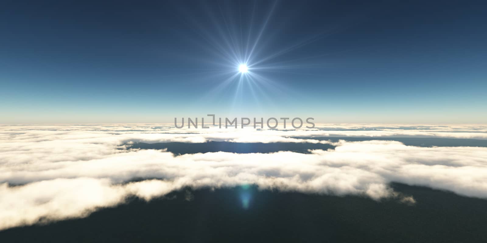 above clouds sun ray, 3d rendering by alex_nako