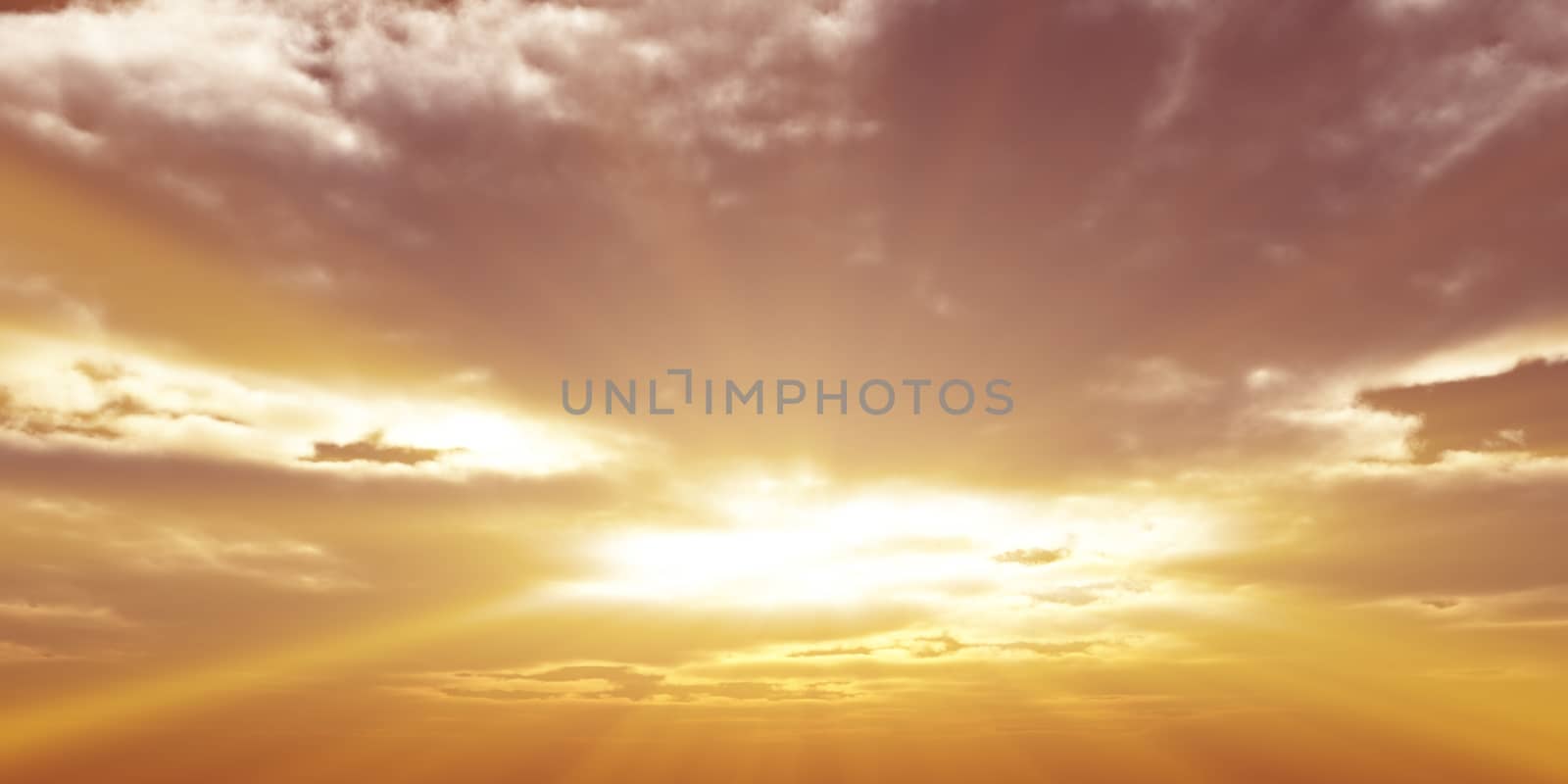 sunrise with clouds, light and god rays