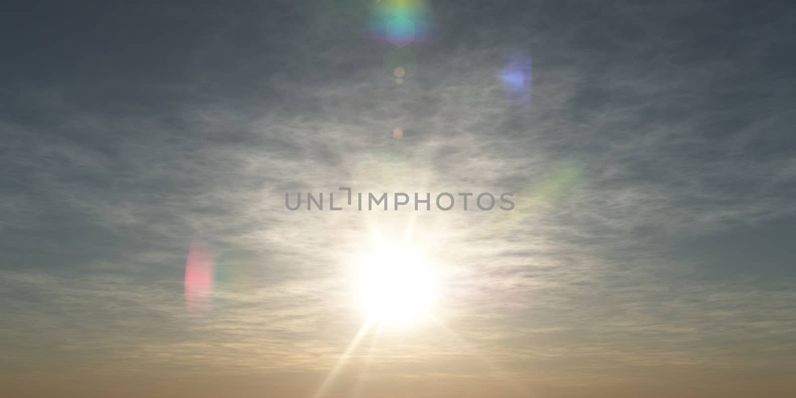 sunrise with clouds, light and god rays