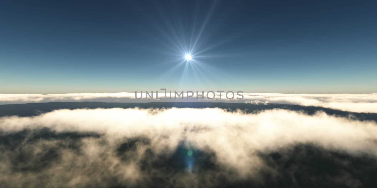 above clouds sun ray, 3d rendering by alex_nako