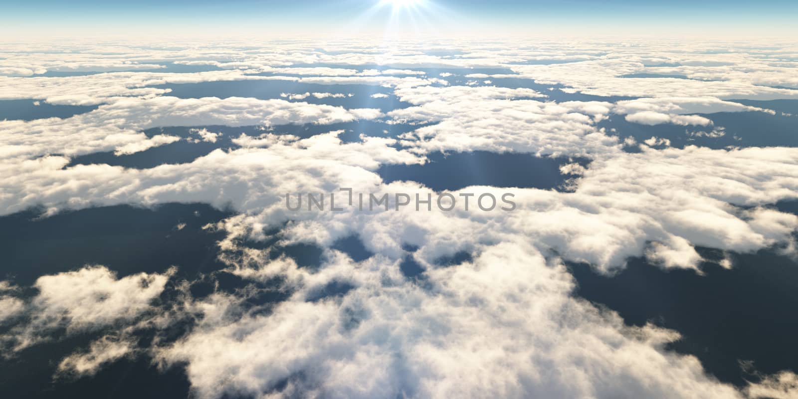 above clouds sun ray, 3d rendering by alex_nako