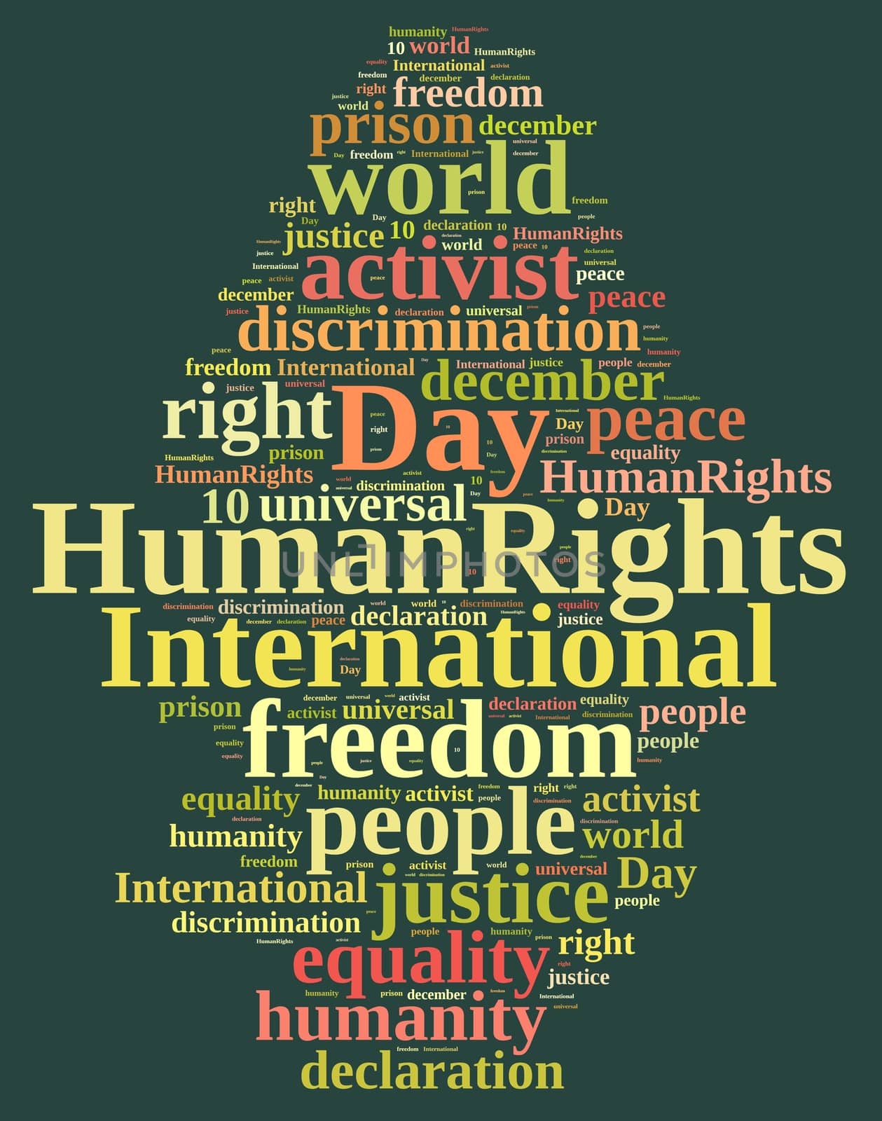 Word cloud illustration with International Human Rights Day.