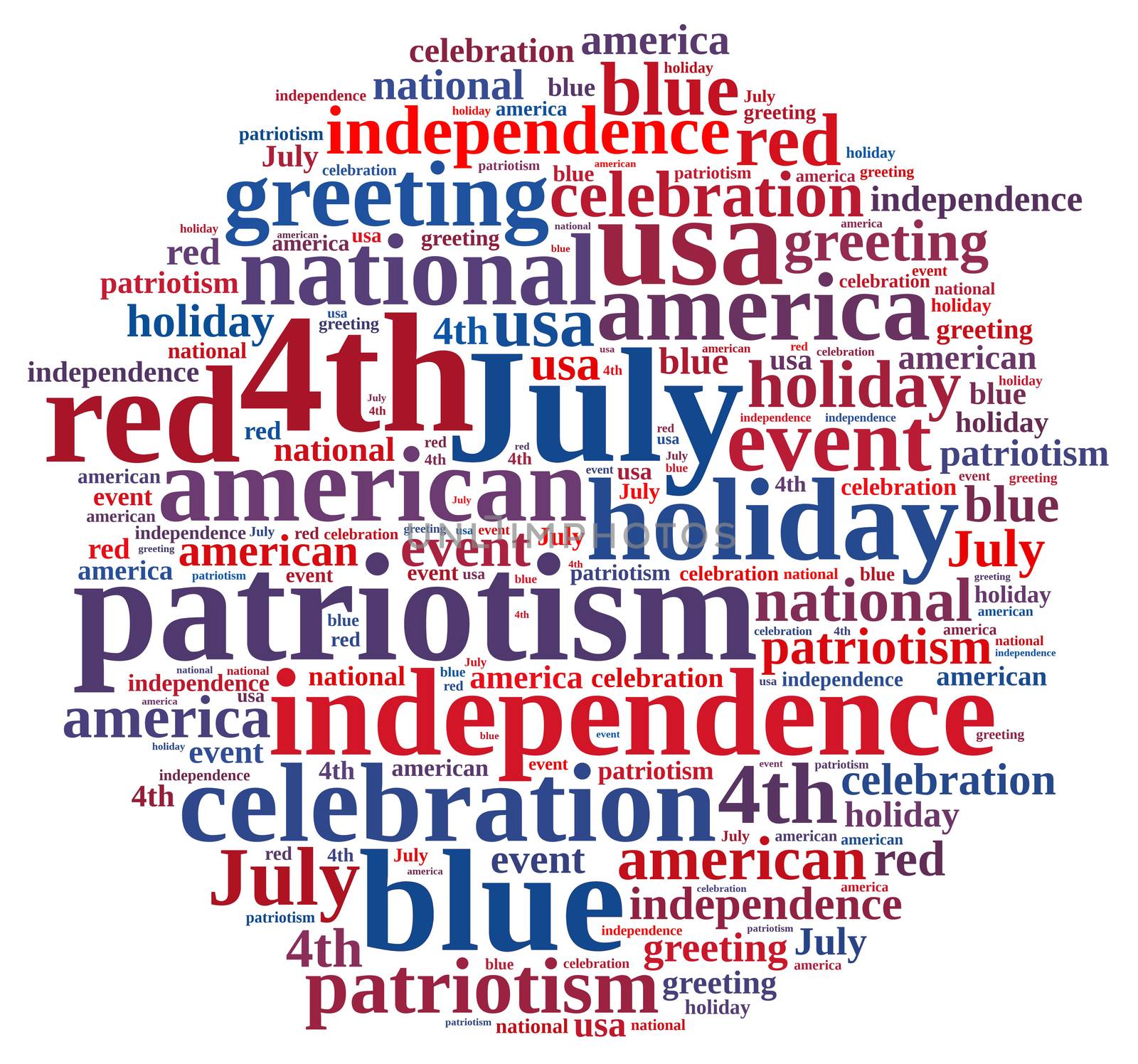 illustration with word cloud on July 4th party.