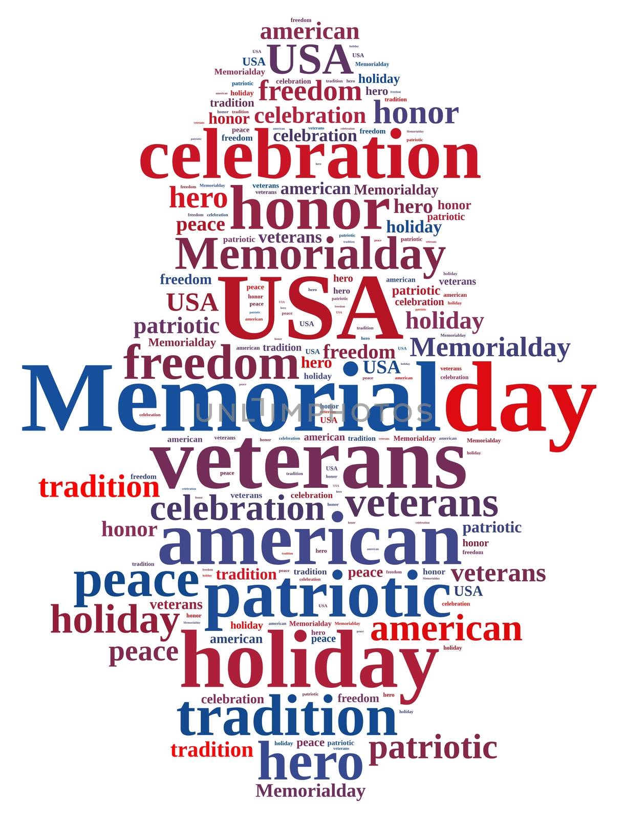 Illustration with word cloud about Memorial day.