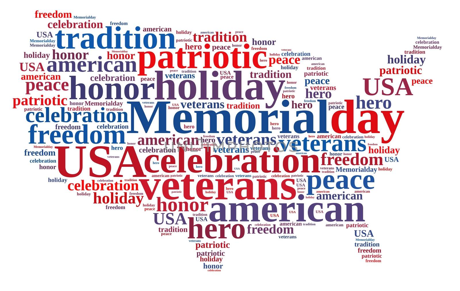 Illustration with word cloud about Memorial day.