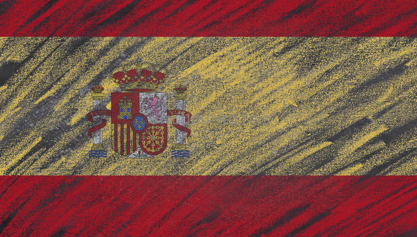 Spain flag painted with chalk on a blackboard.