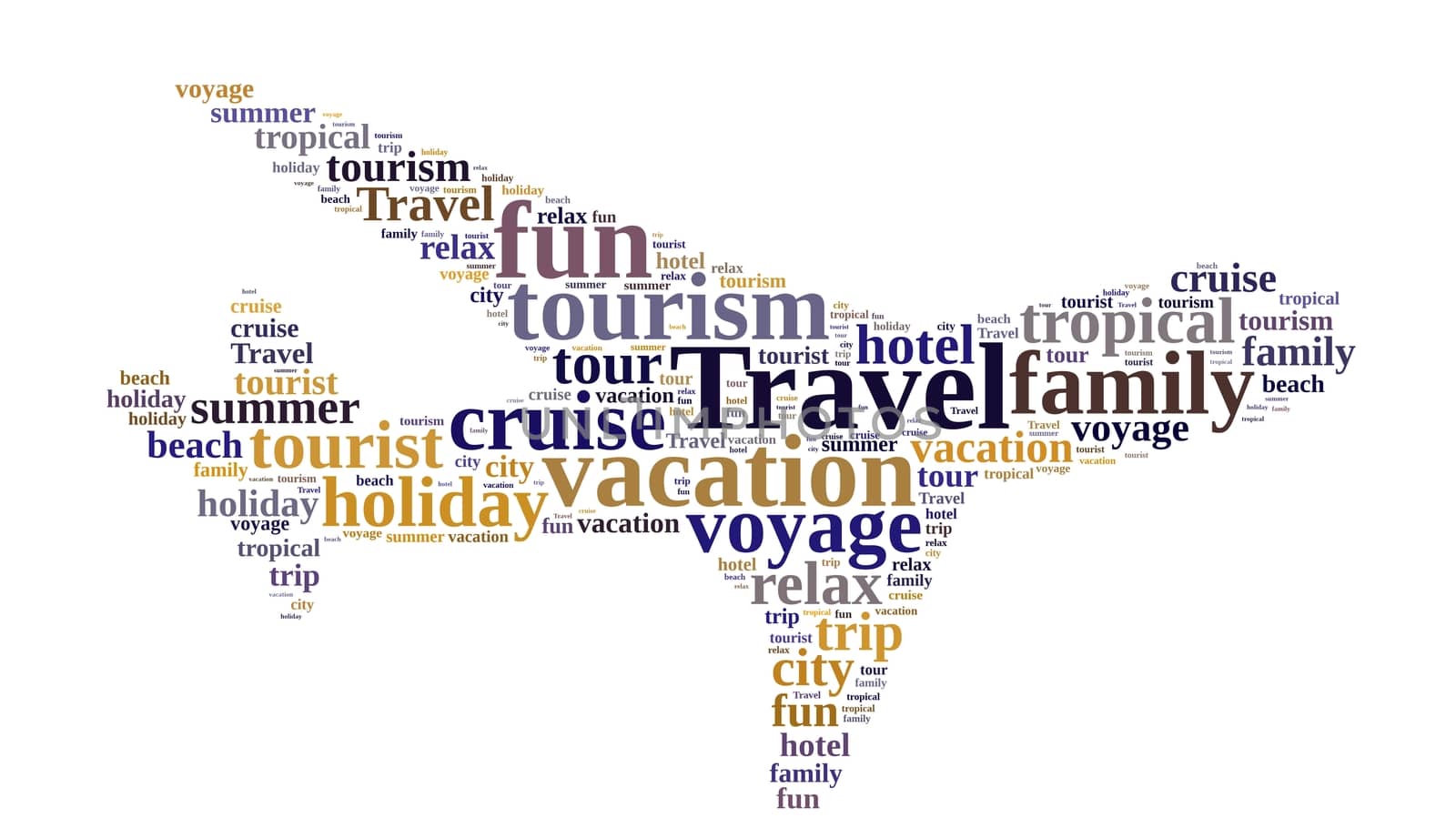 Illustration with word cloud on the subject travel