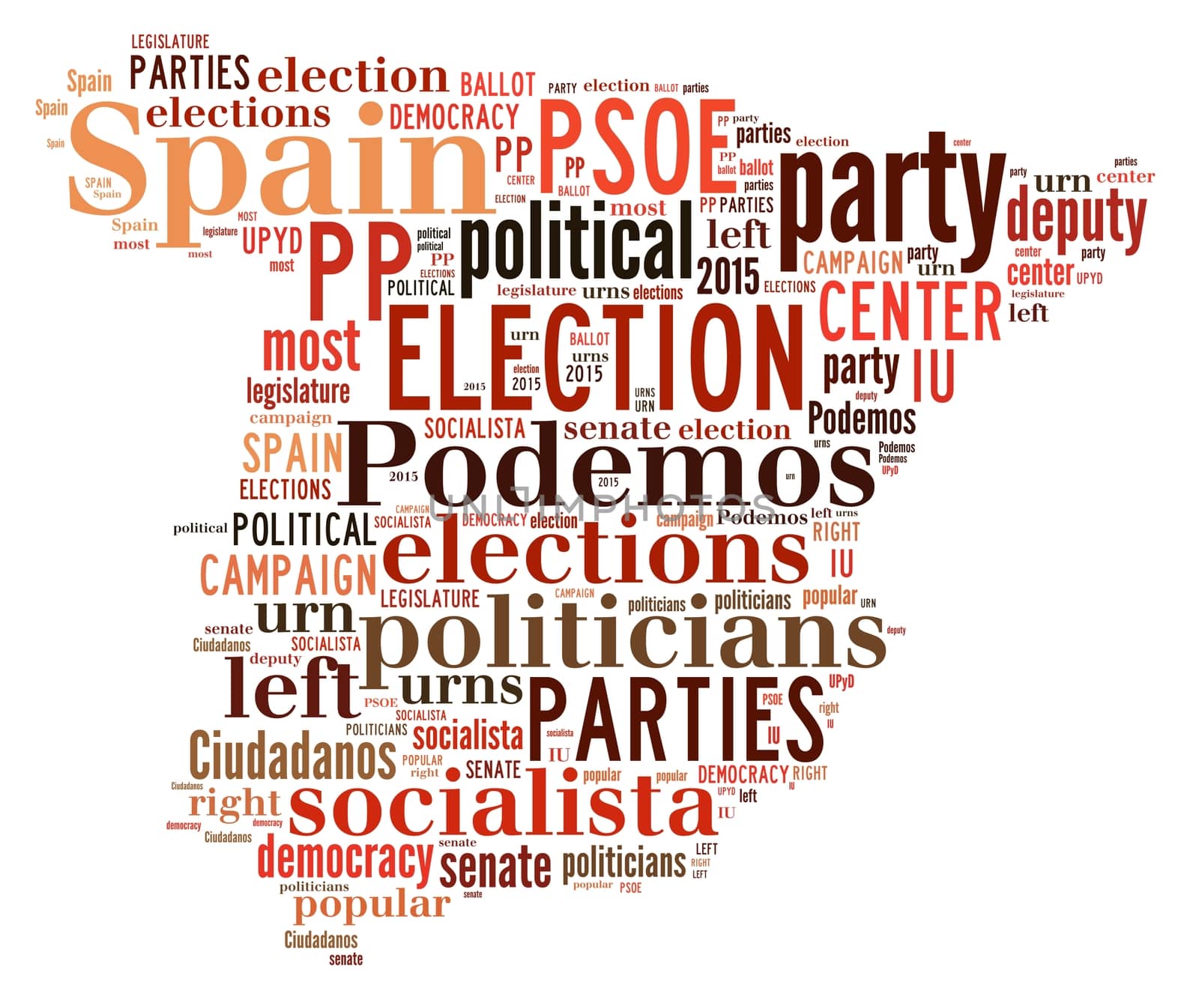 Illustration words cloud on elections 2015 in Spain