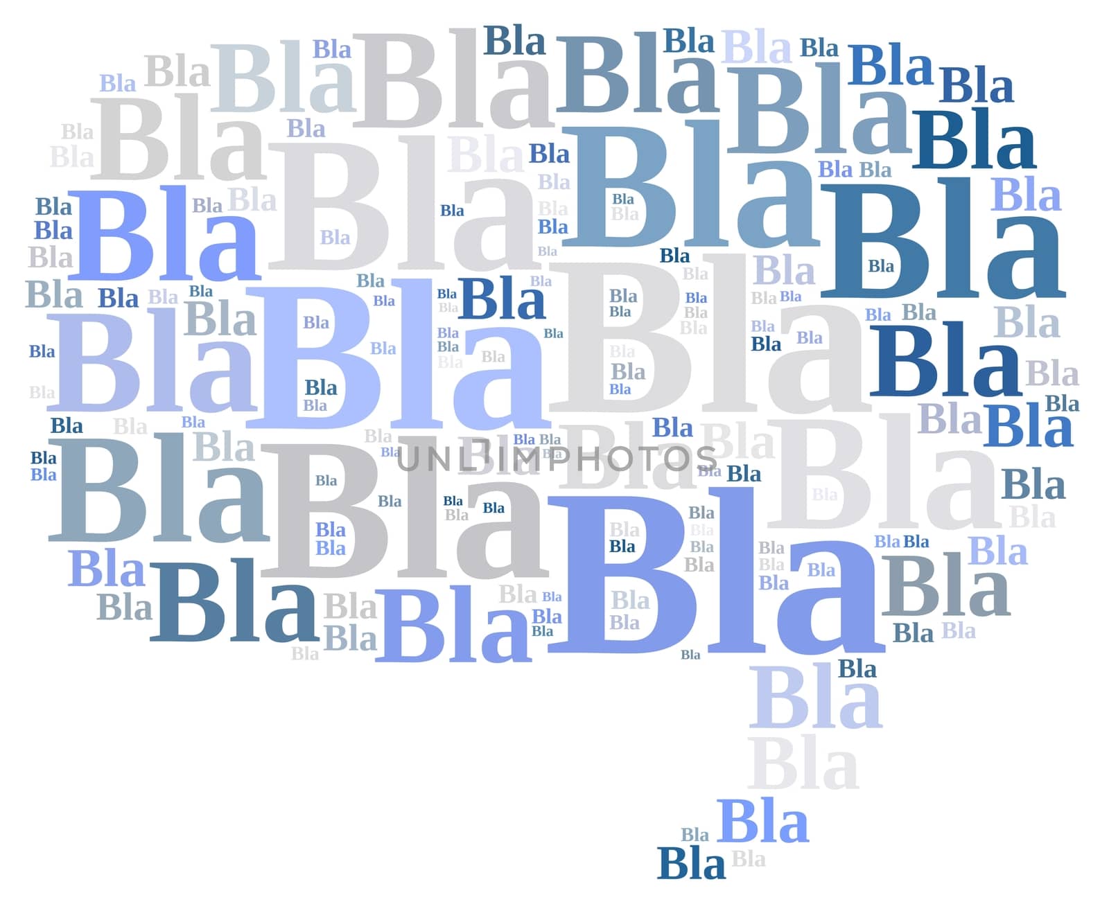 Illustration with word cloud about Bla bla bla.