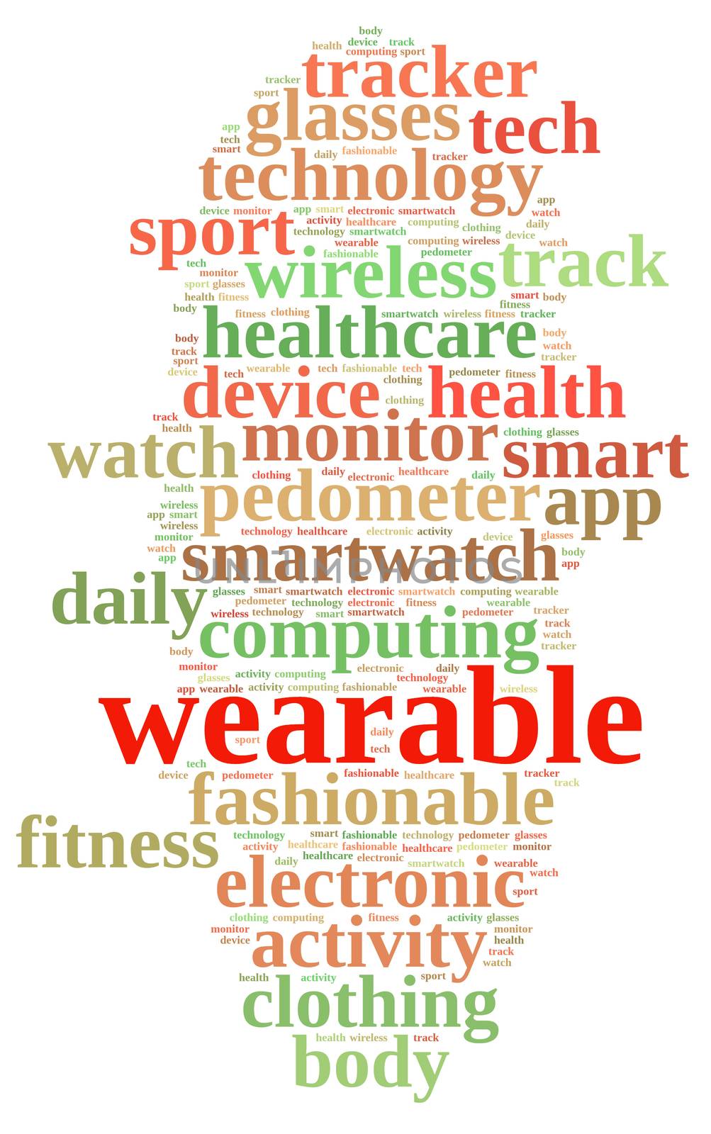 Illustration with word cloud on Wearable technology