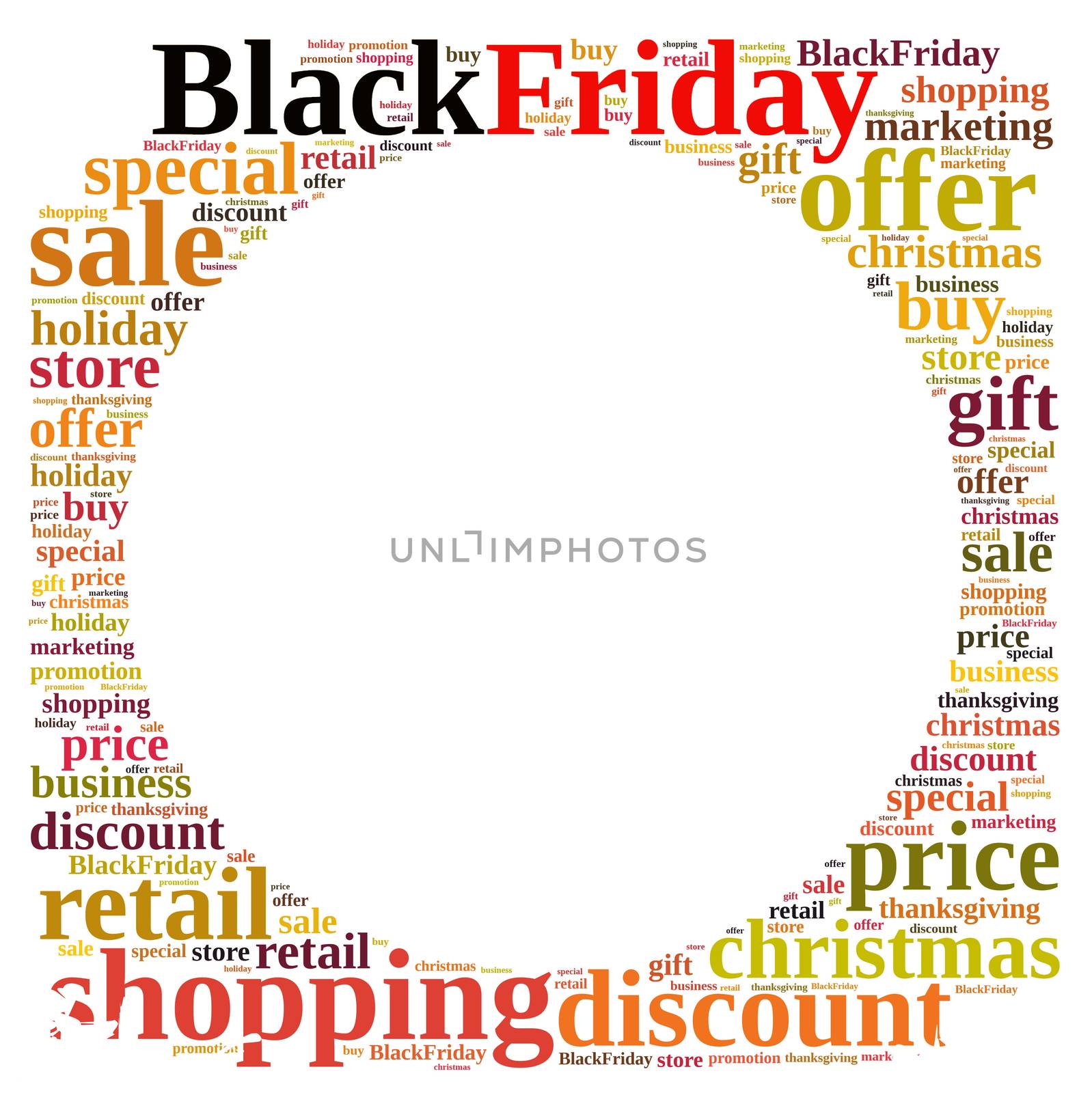 Illustration with word cloud about Black Friday.