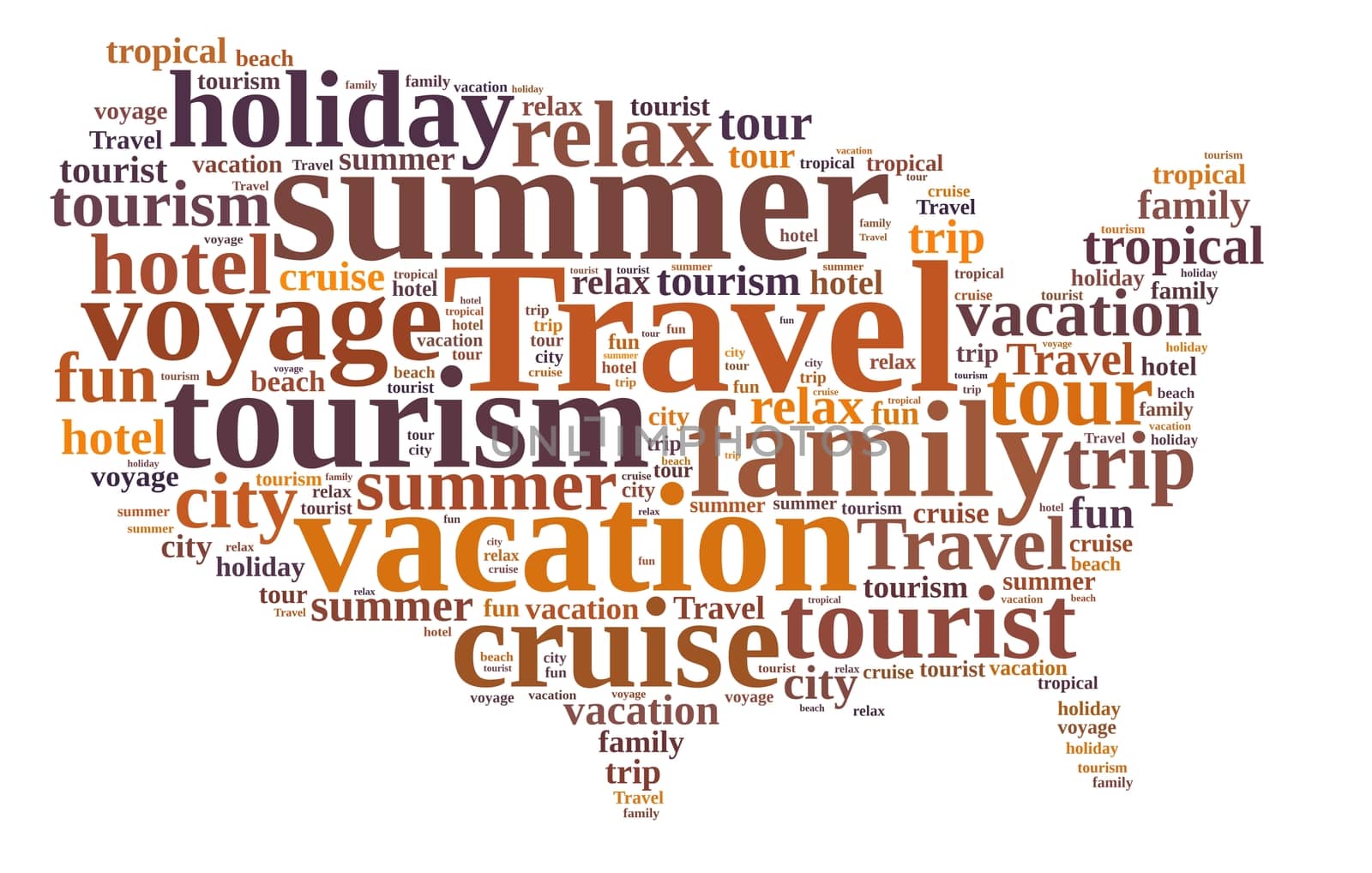 Illustration with word cloud on the subject travel