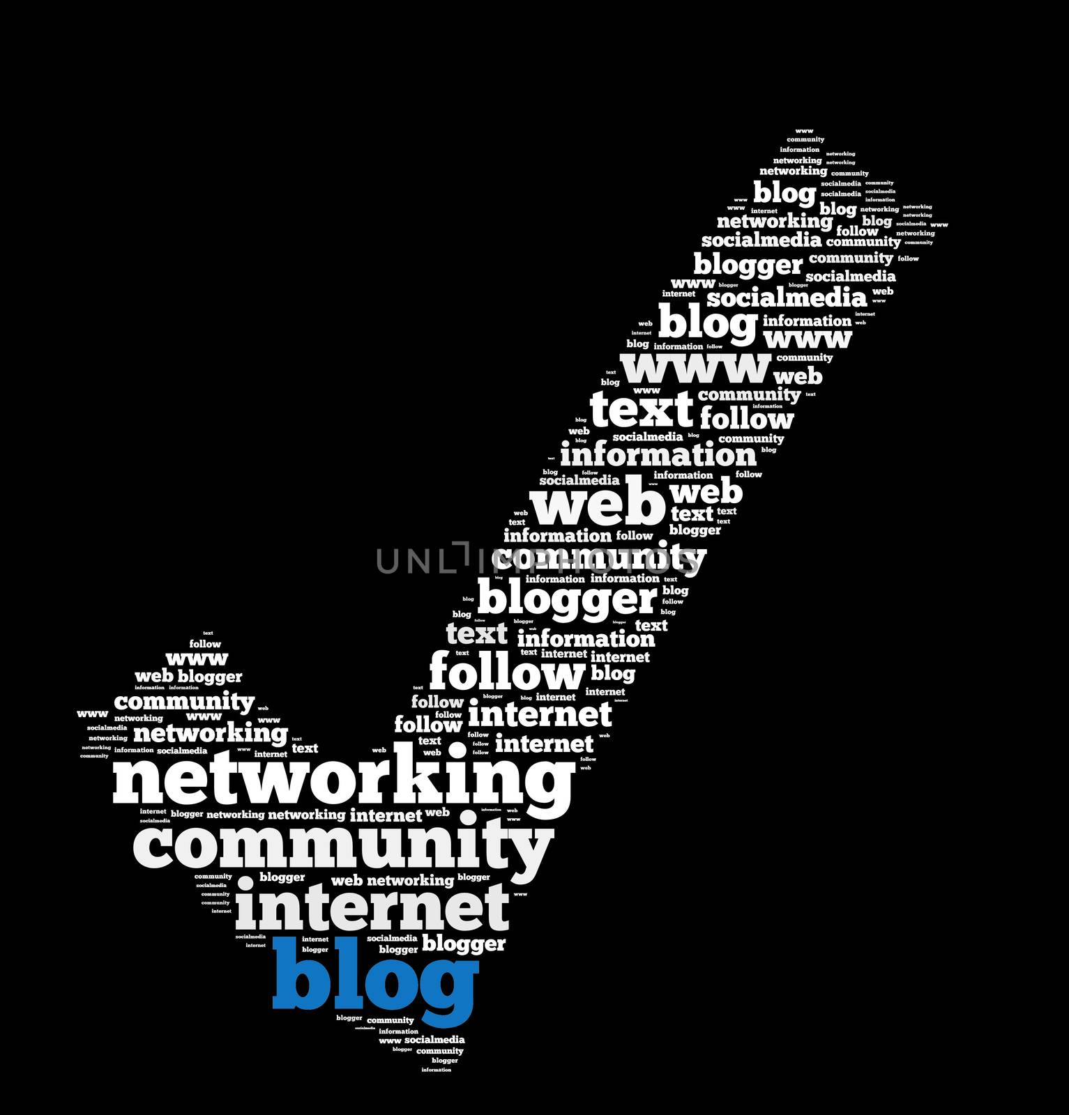 Illustration with word cloud on social media