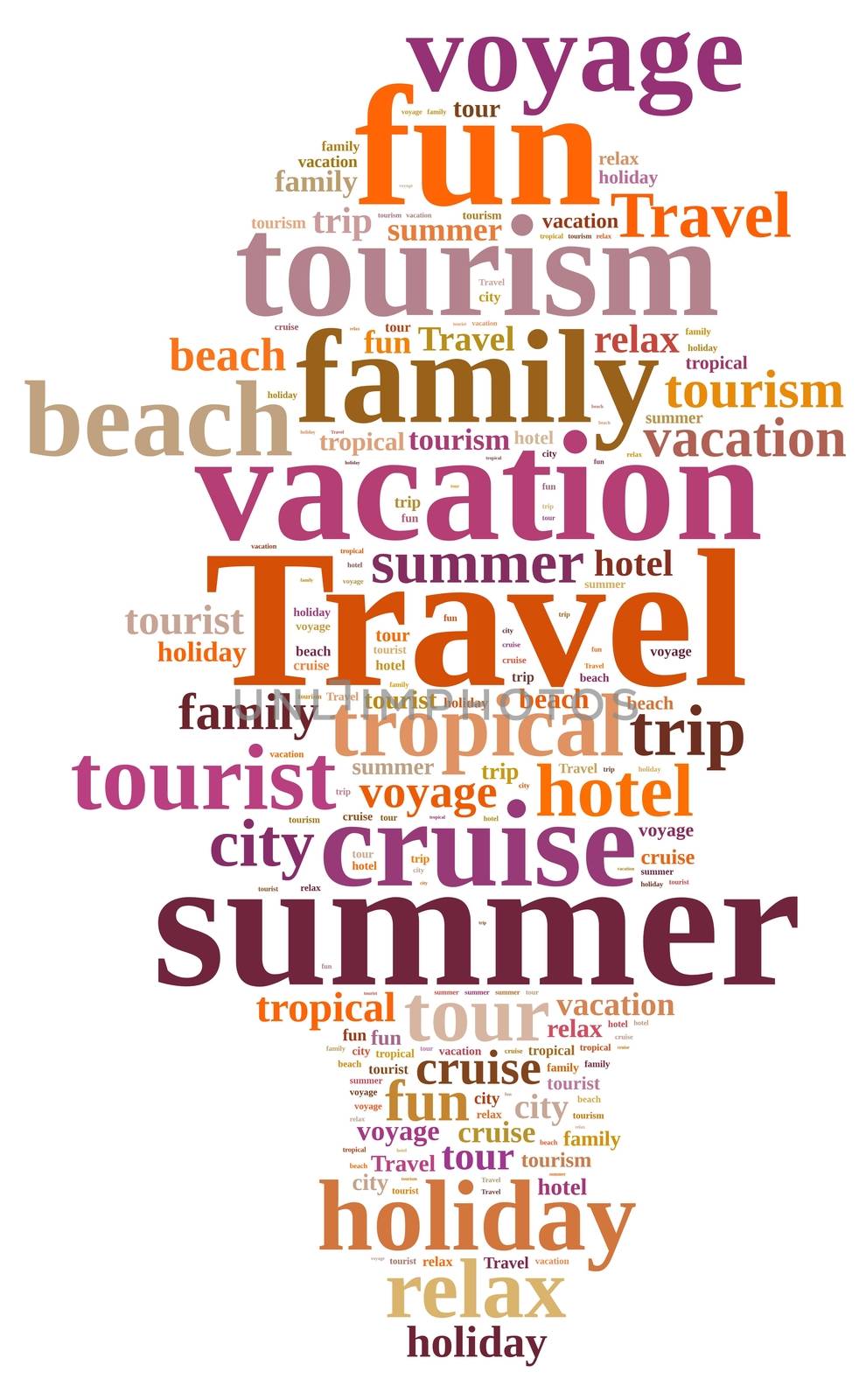 Illustration with word cloud on the subject travel