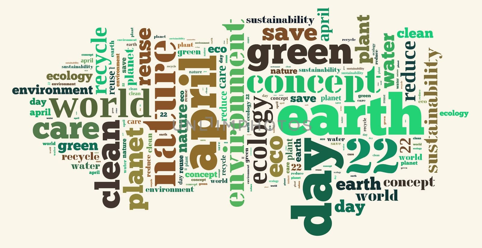 Illustration word cloud on earth day April 22.