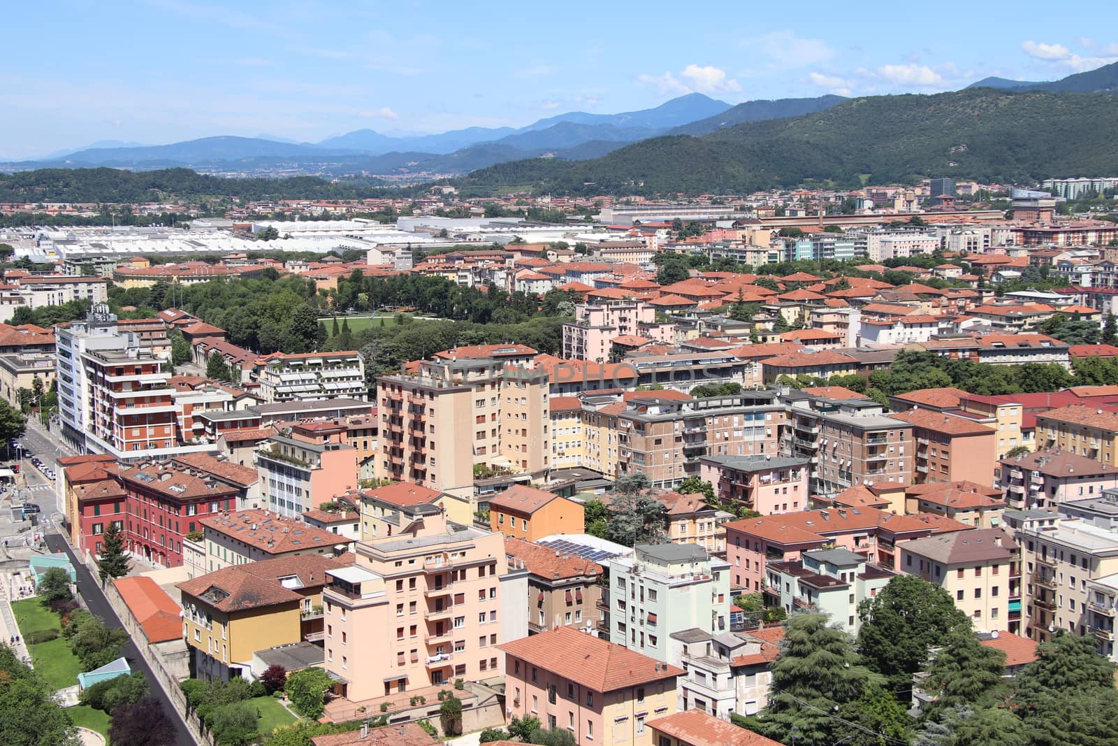 aerial view of Brescia, city in northern Italy