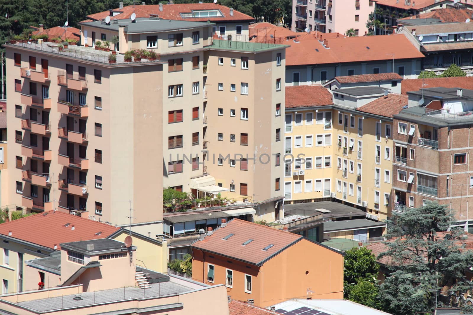 aerial view of Brescia, city in northern Italy