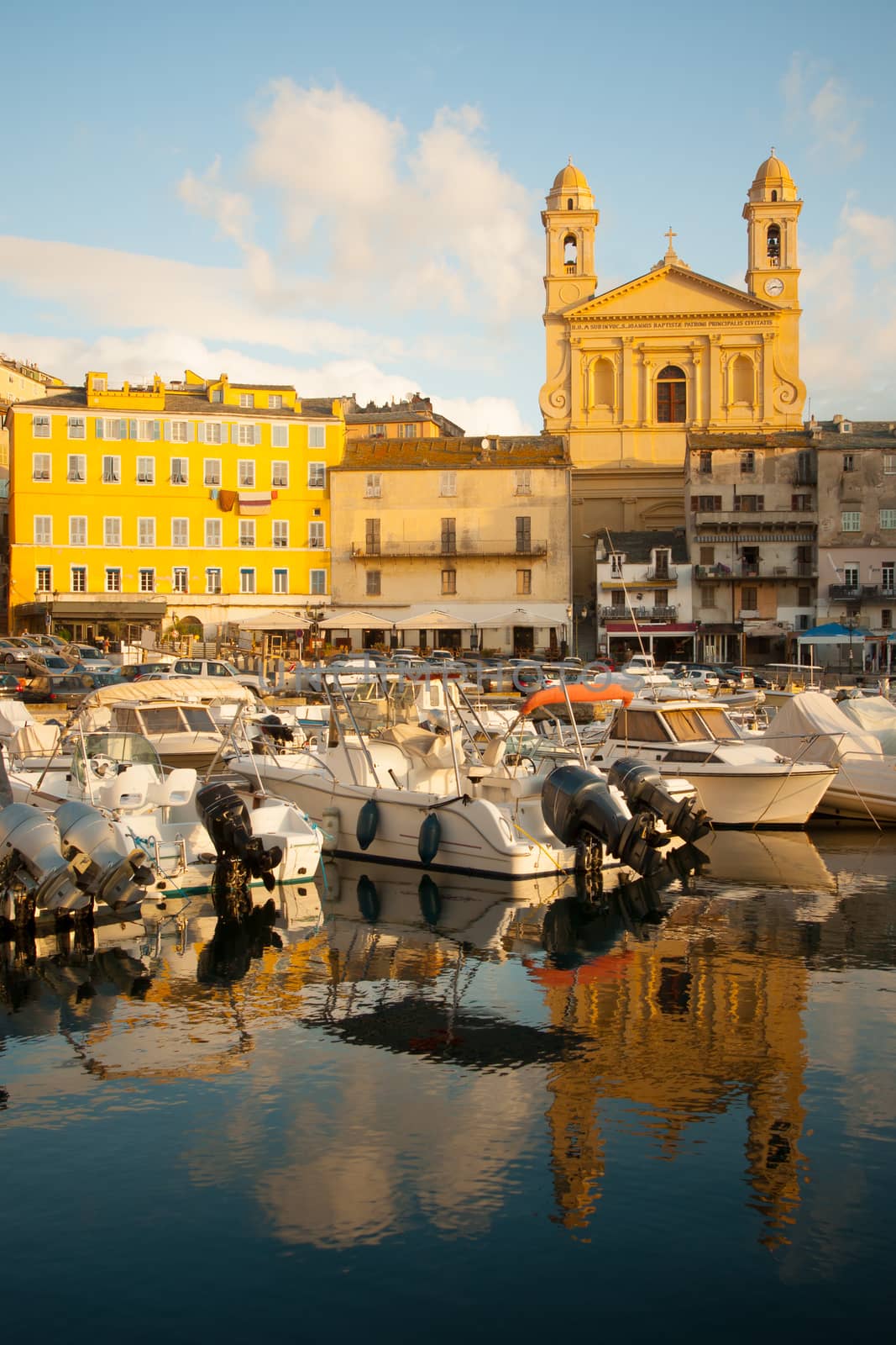 Scene of the old port (the Vieux Port), in Bastia, Corsica, France.