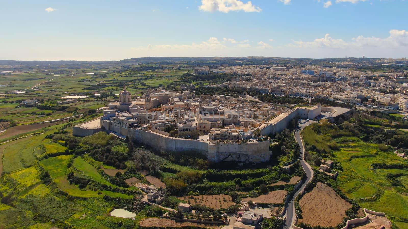 Aerial view over the historic city of Mdina in Malta by Lattwein