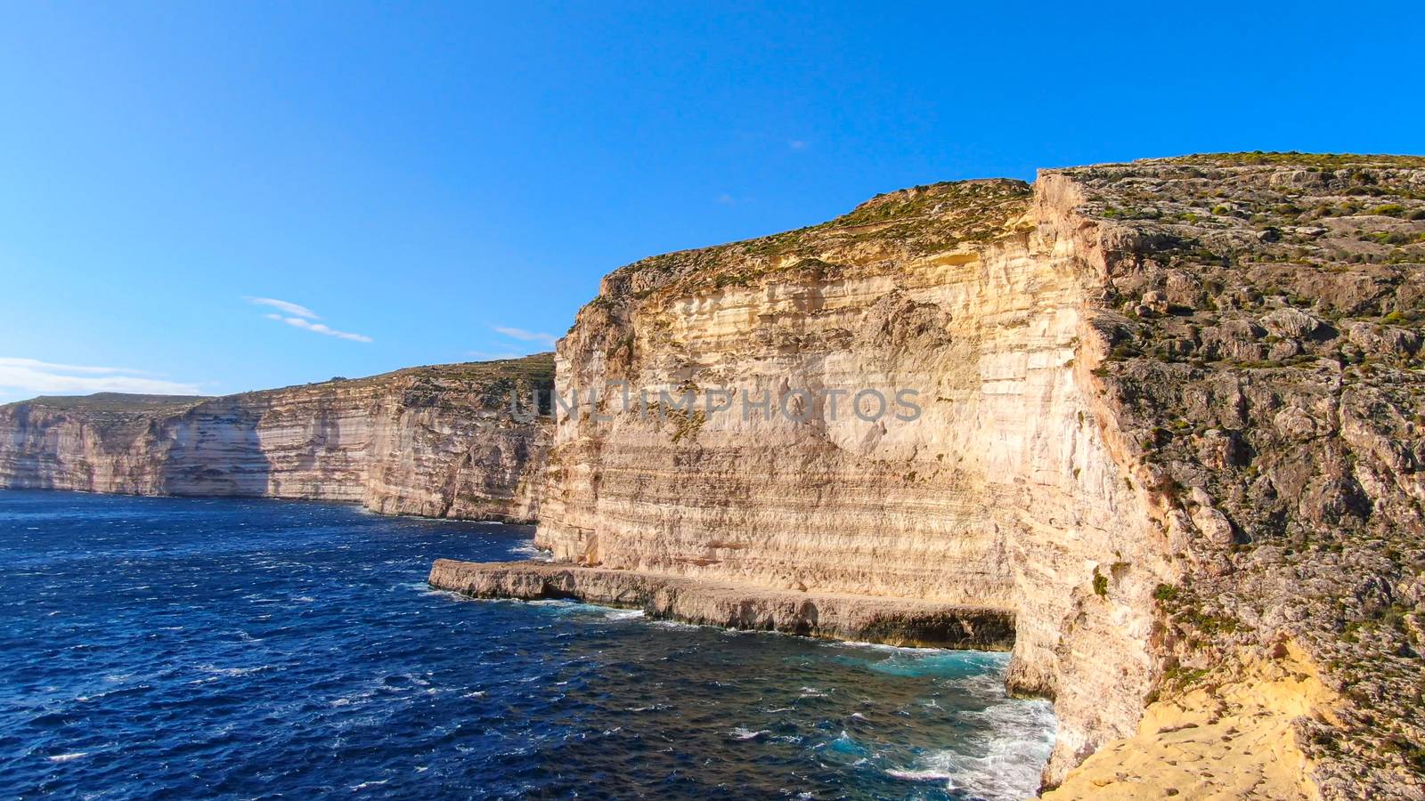 The cliffs of Gozo Malta from above by Lattwein