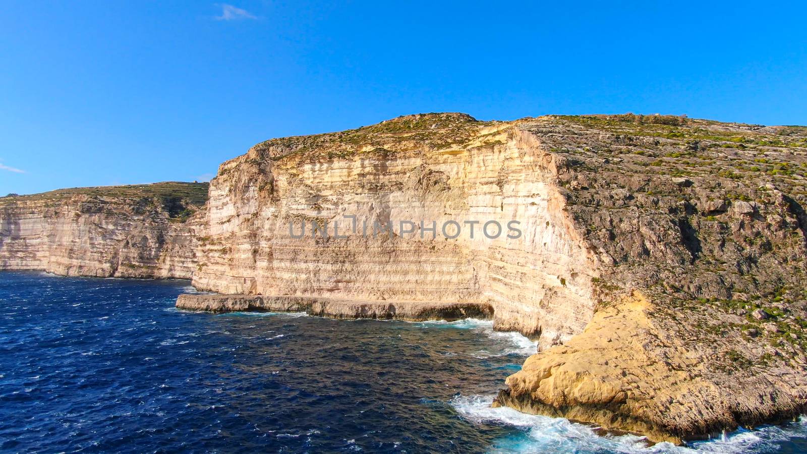 The cliffs of Gozo Malta from above by Lattwein