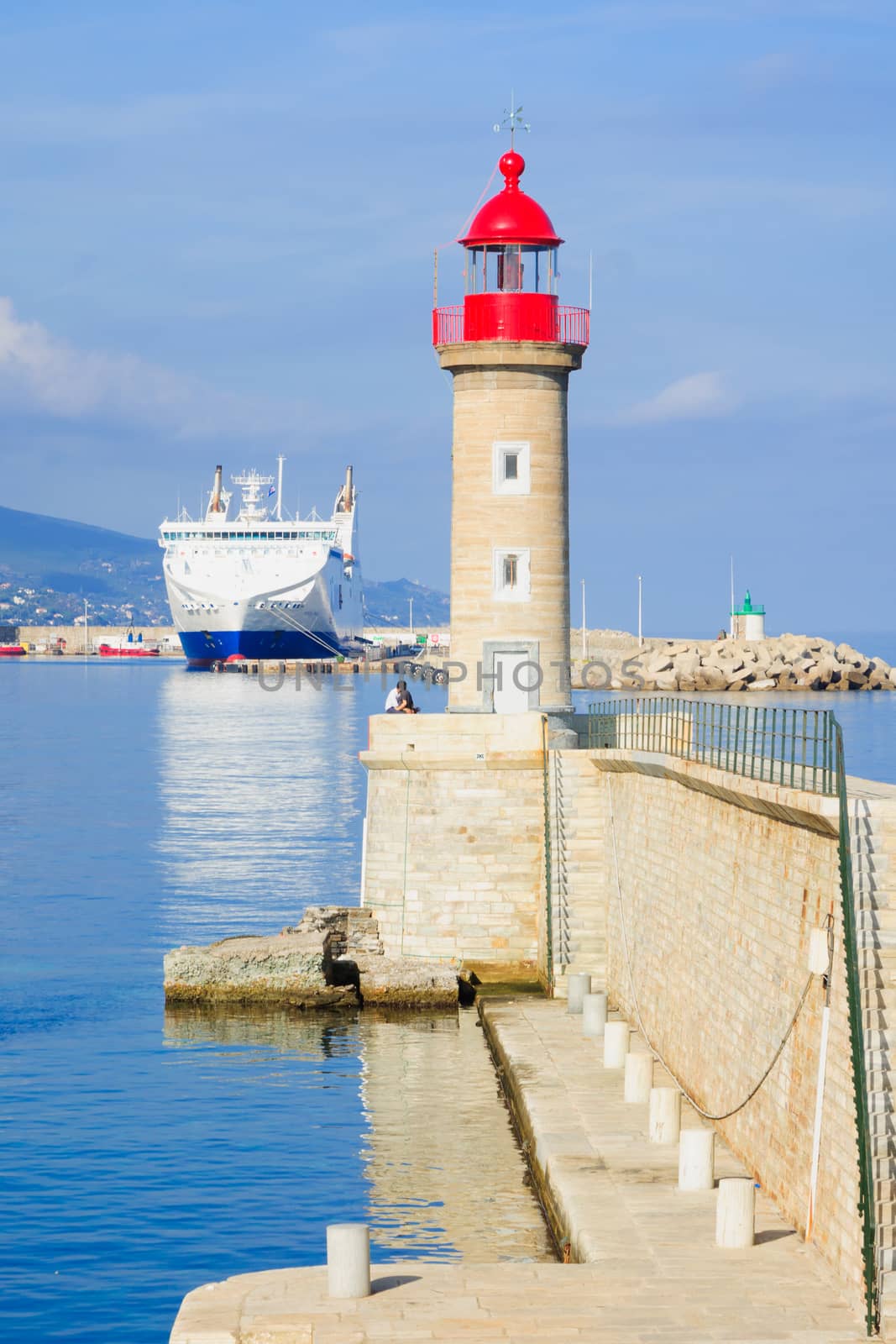 The commercial port entrance, in Bastia, Corsica, France