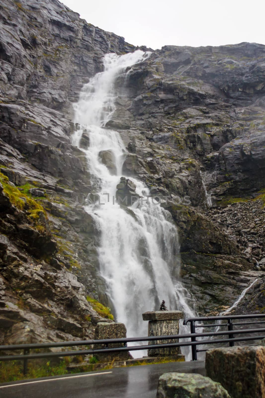 A waterfall near road 63 (near Trollstigen road), Trollvegen, Norway