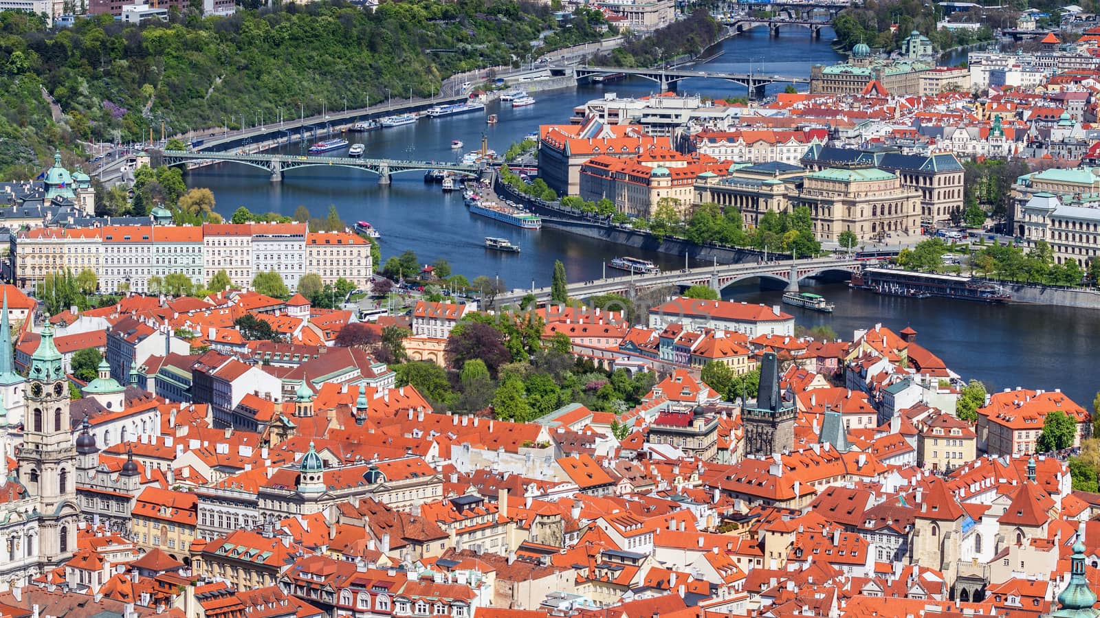 Charles Bridge (a.k.a. Karluv most, Stone Bridge, Kamenny most, Prague Bridge, Prazhski most) over Vltava river in Prague, Czech Republic.