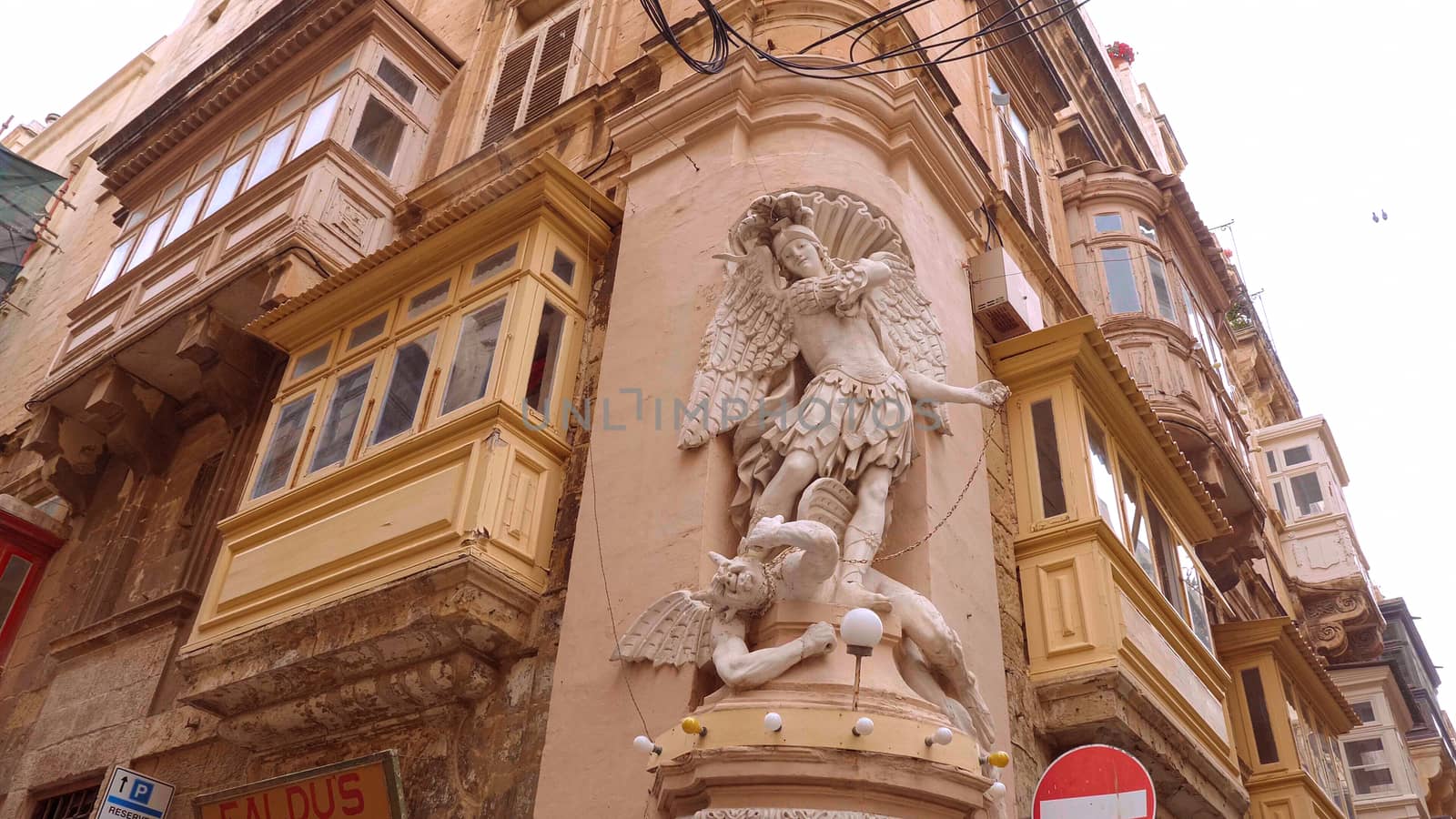 Beautiful house facades in the historic district of Valletta - travel photography