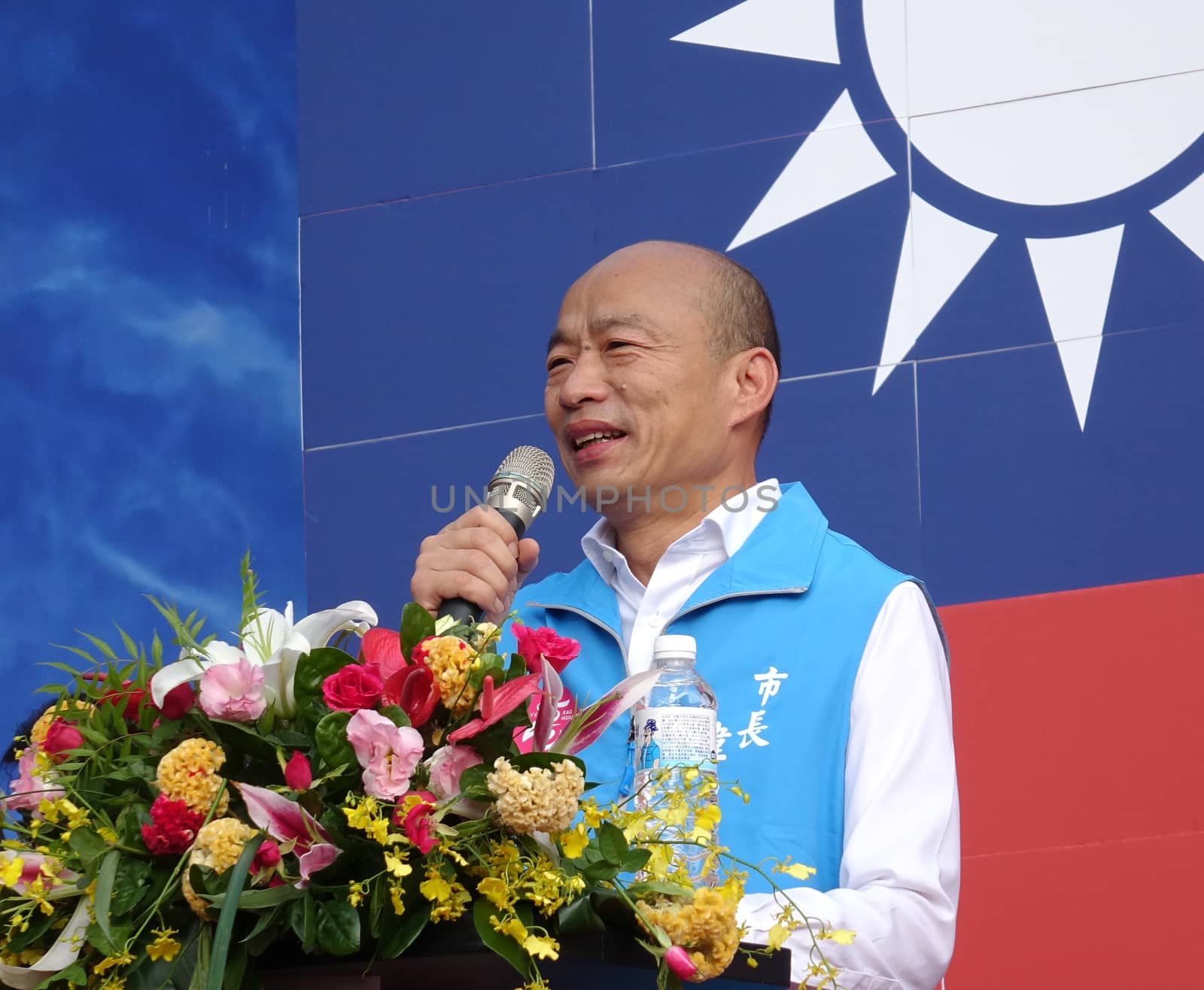 KAOHSIUNG, TAIWAN -- OCTOBER 10, 2019: Kaohsiung mayor and KMT presidential candidate Han Kuo-yu speaks at the national day celebrations, a free and public event.