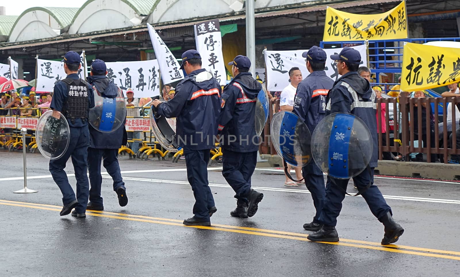 Police at a Protest against a Controversial New Road by shiyali