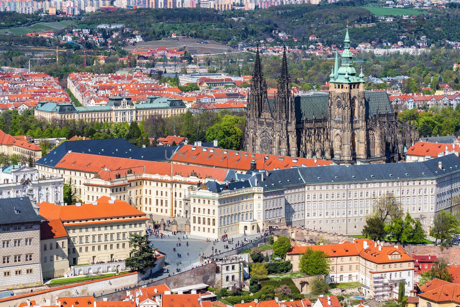 Prague Castle and Saint Vitus Cathedral, Czech Republic. Panoramic view
