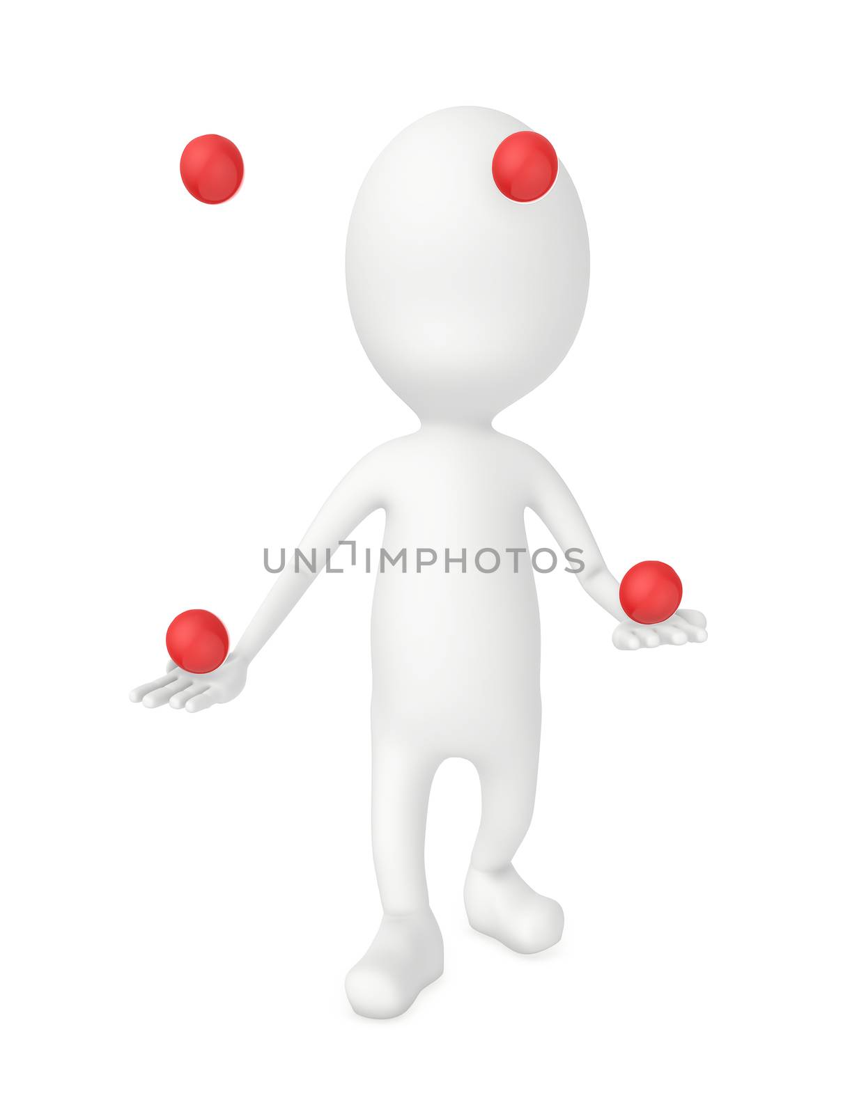 3d character juggling in white isolated background by qualityrender