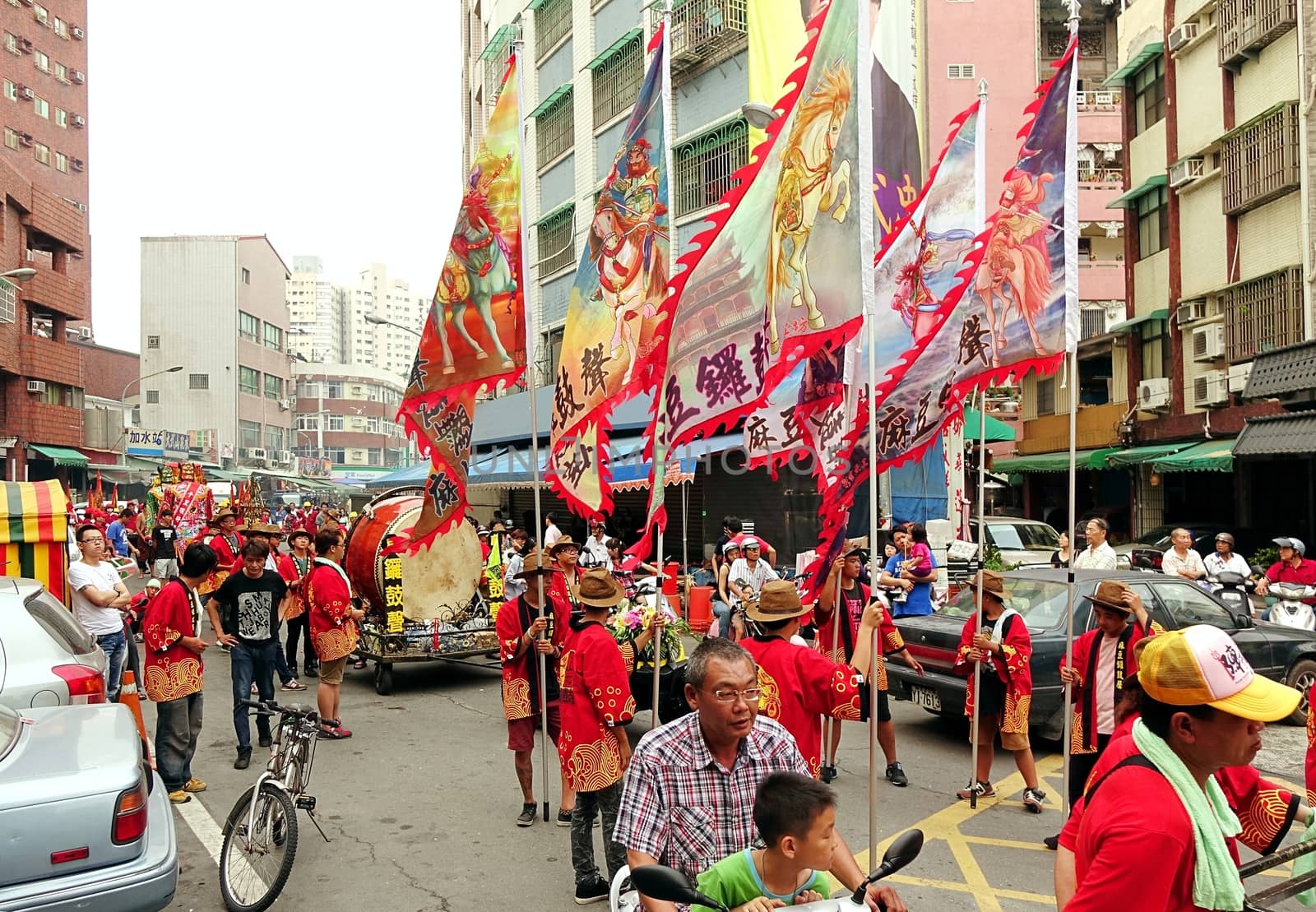 Religious Procession with Flags and Drums by shiyali