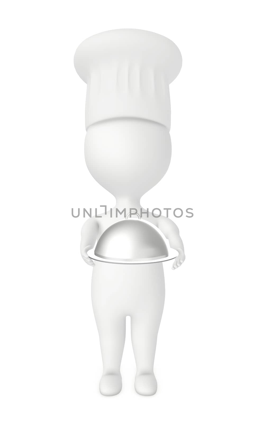 3d character , man chef with a dish - 3d rendering