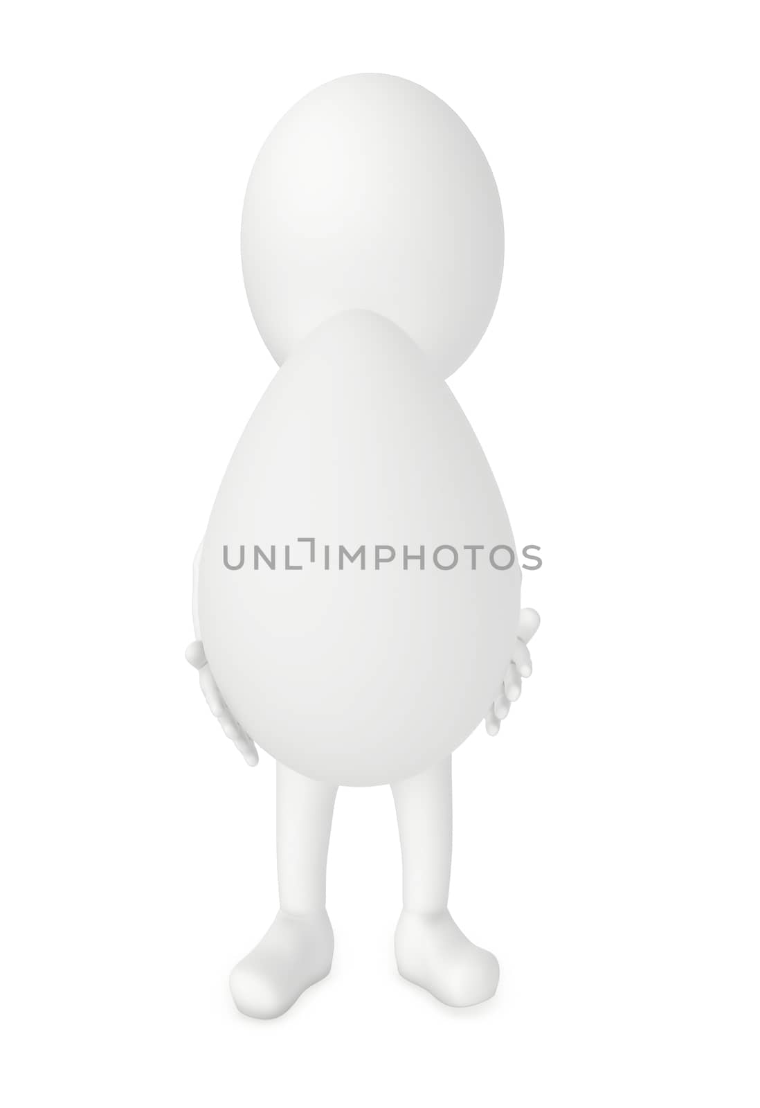 3d character holding a egg - 3d rendering