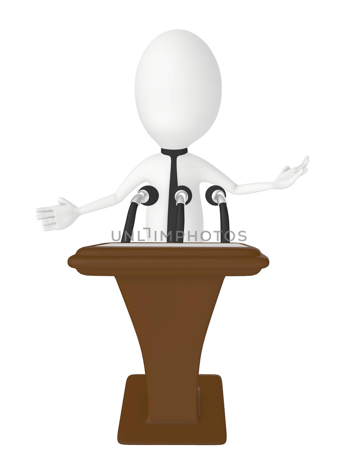 3d man speaking in a podium - 3d rendering