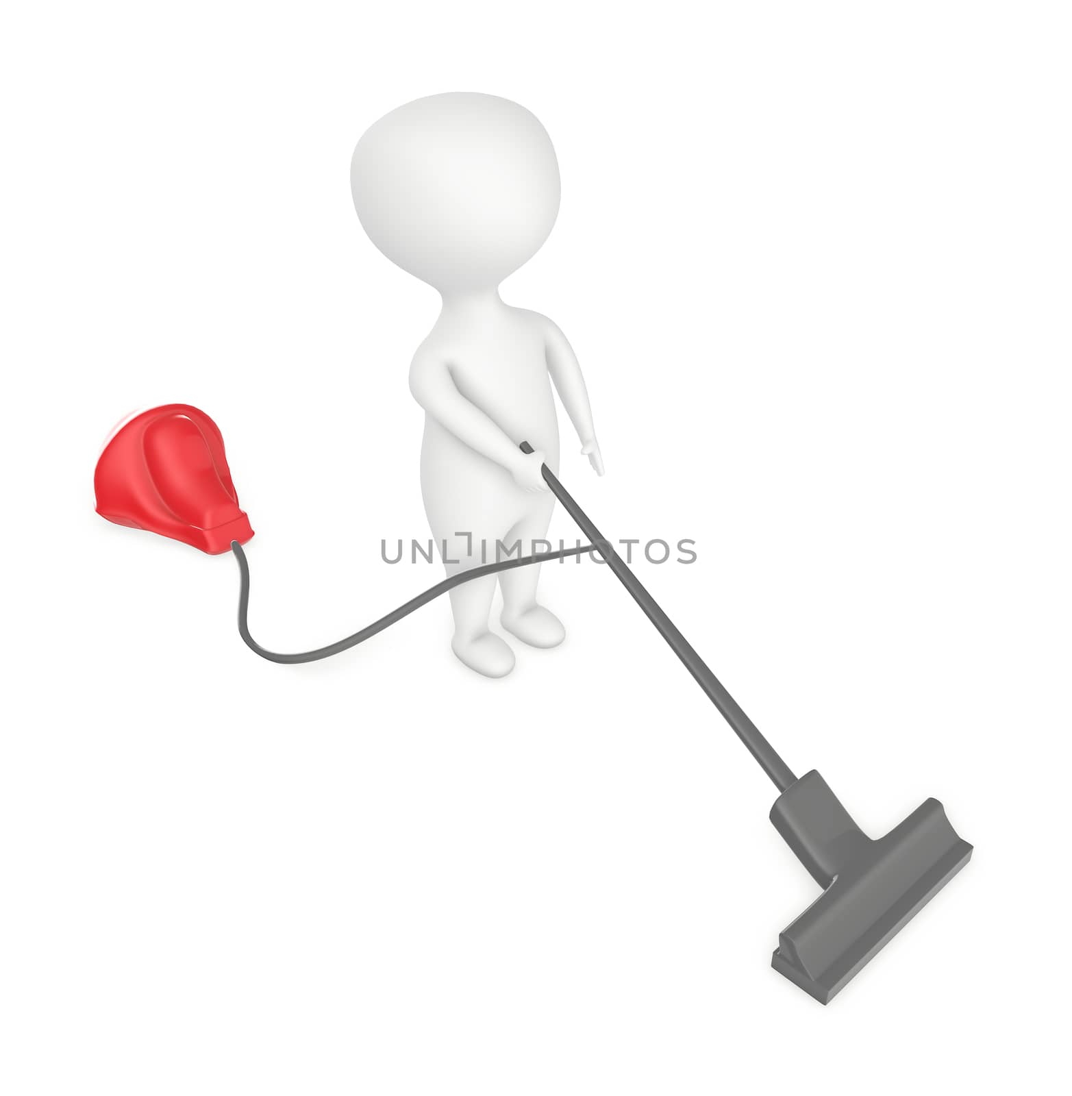 3d character , man cleaning with vaccum cleaner by qualityrender