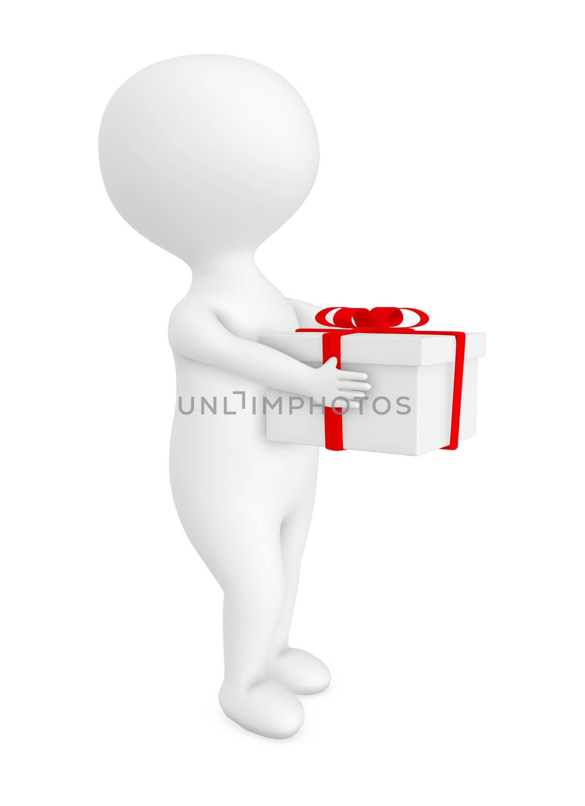 3d character , man holding wrapped gift box by qualityrender