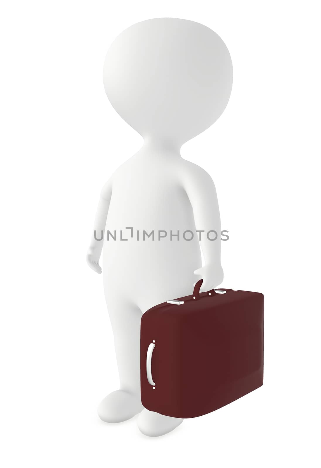 3d character , man with luggage bag- 3d rendering