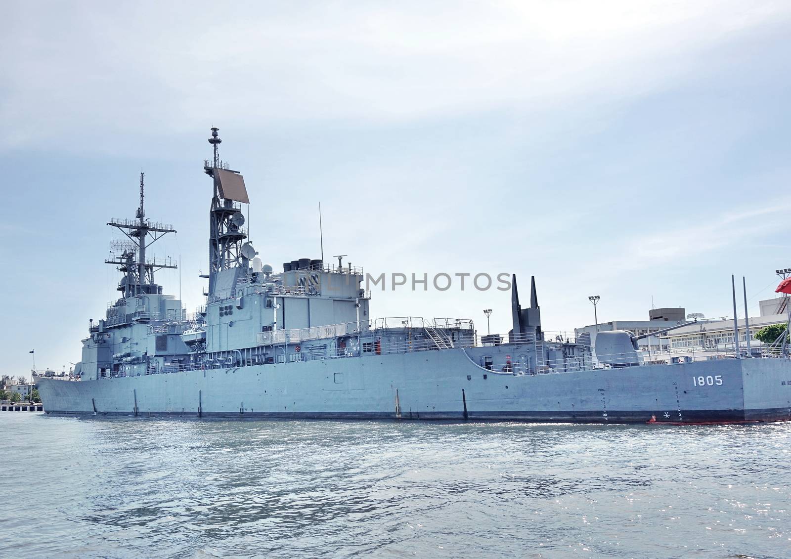 KAOHSIUNG, TAIWAN -- MAY 26, 2018: A vessel of the Republic of China navy is anchored in the port of Kaohsiung.
