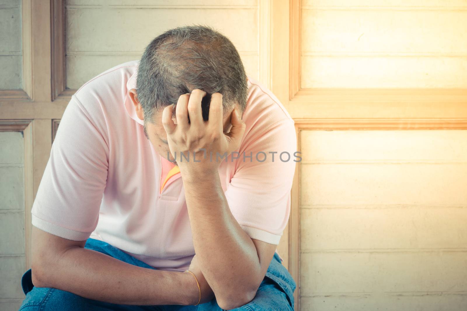 Anxious man feeling sadness by PongMoji