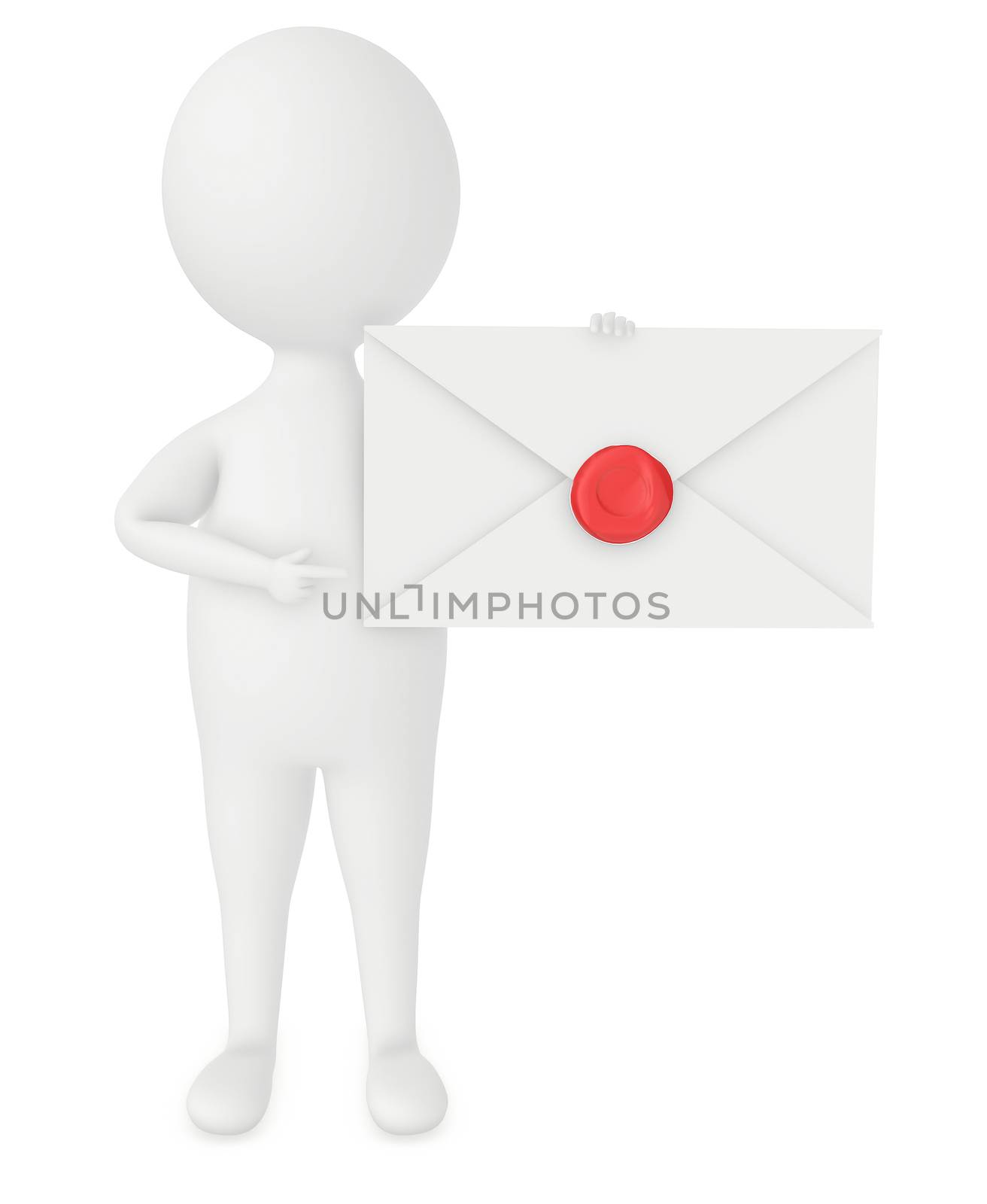 3d character , man with a envelope by qualityrender