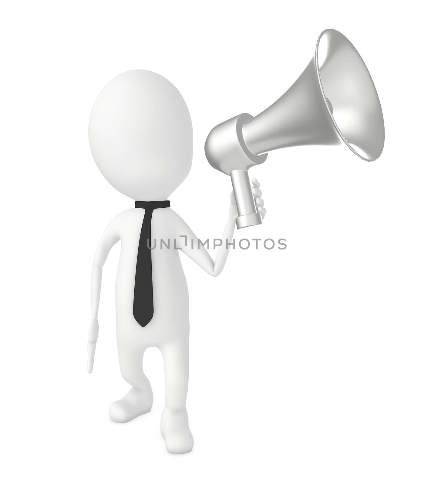 3d character and a megaphone - 3d rendering