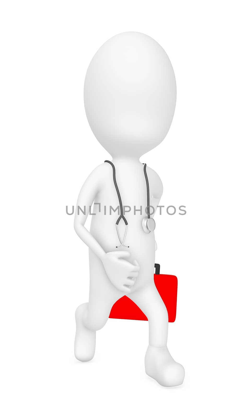 3d character , medical pratitioner , doctor running - 3d rendering