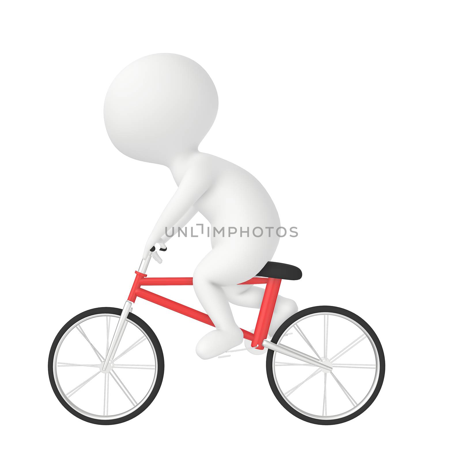 3d character , man riding a bicycle- 3d rendering