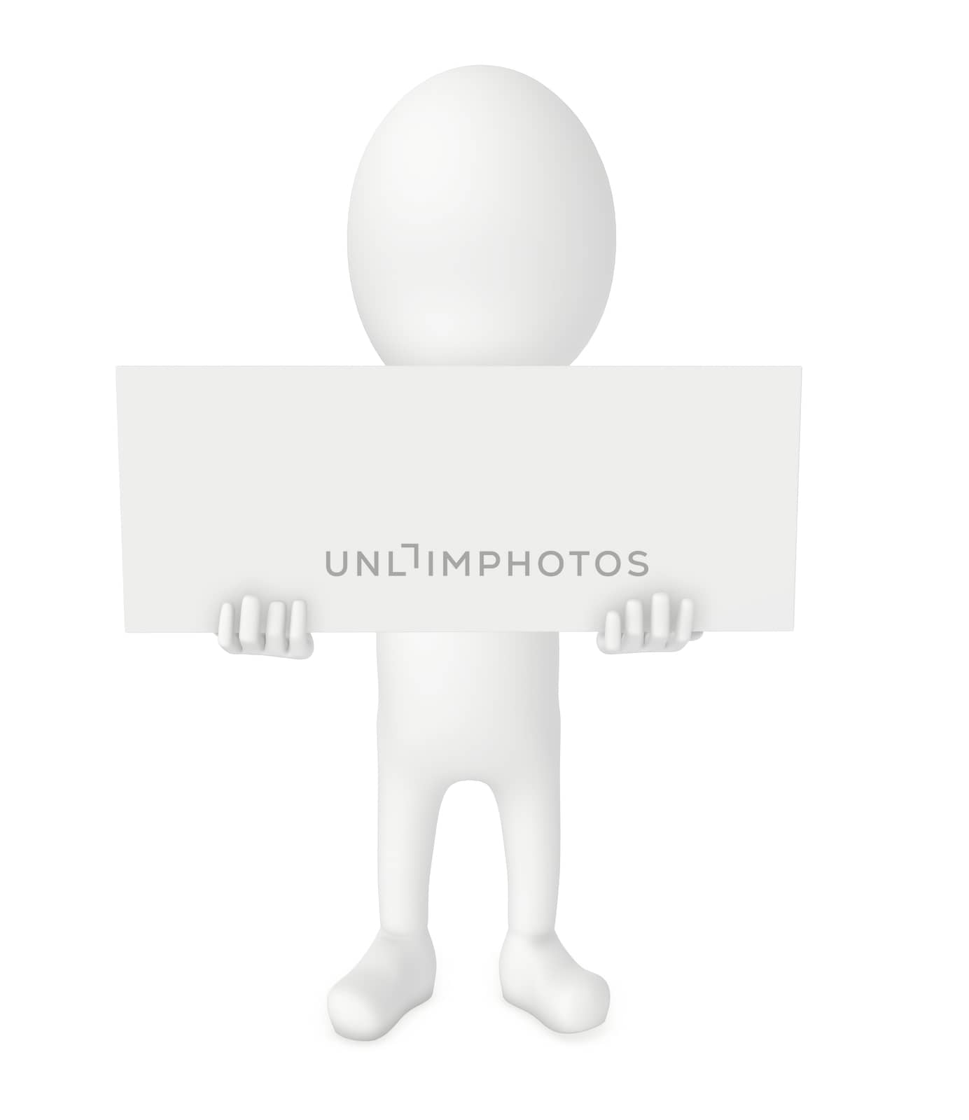 3d character , man holding a emplty board- 3d rendering
