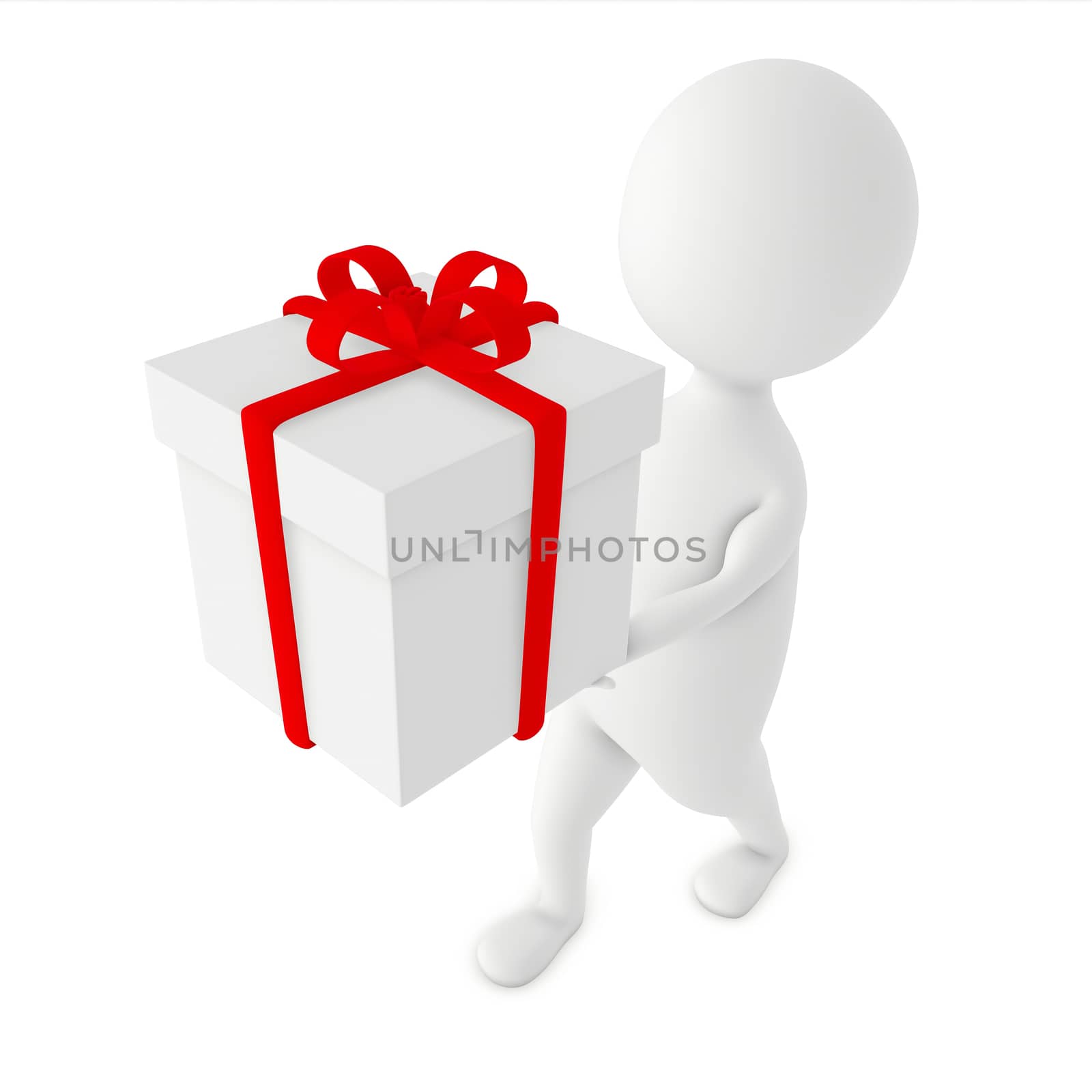 3d character , man carrying a wrapped gift by qualityrender