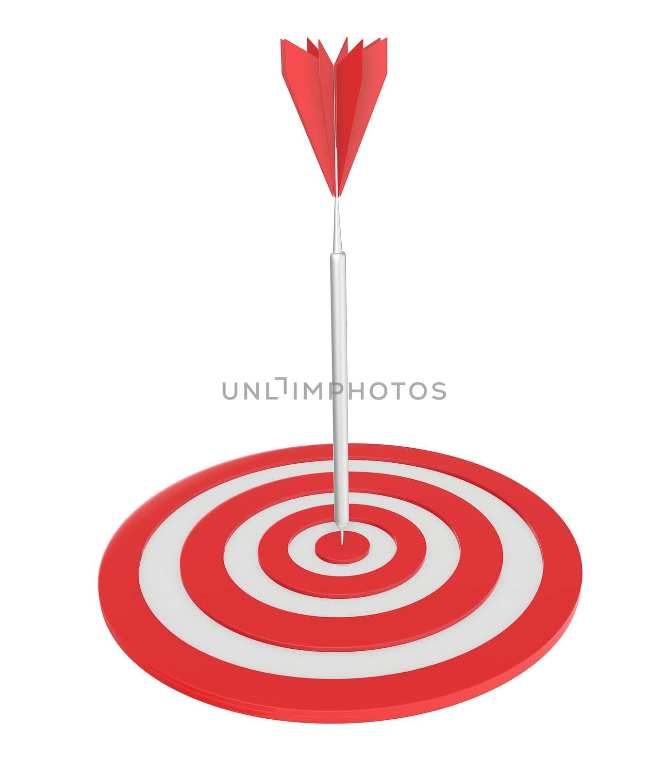 3d dart and arrows hit in the center - 3d rendering